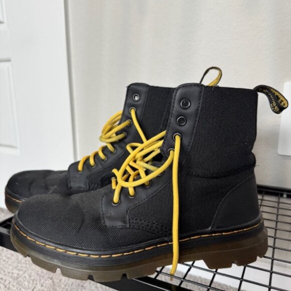 Dr. Martens Combs Tech Utility Boots – Black with Yellow Laces - Picture 1 of 5